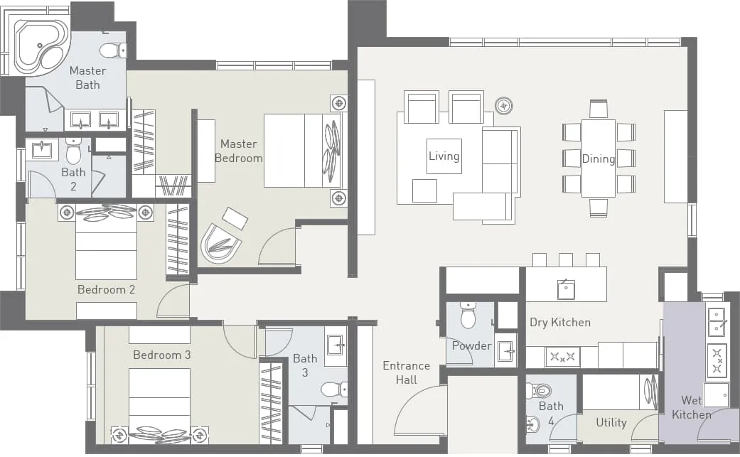Cappella Embassy Type B floor plan — 1,927 sqft 3+1 bedroom